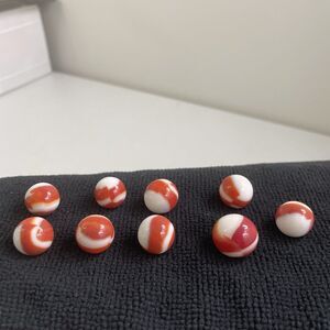Vintage Marble King Eight Rainbow Red White Based Marbles Bundle